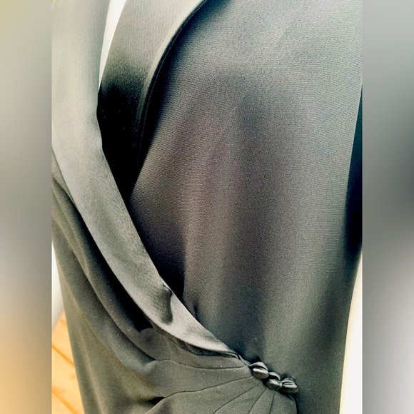 Gorgeous mini black tuxedo style prom party dress black satin double collar US12 - Picture 5 of 10